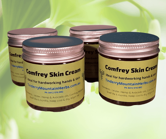 Comfrey herbal skin cream is ideal for hardworking hands and skin. Handmade with natural ingredients